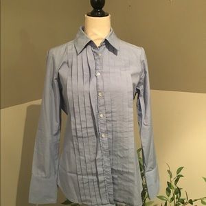 J CREW Tuxedo Pleated Button Down Blouse